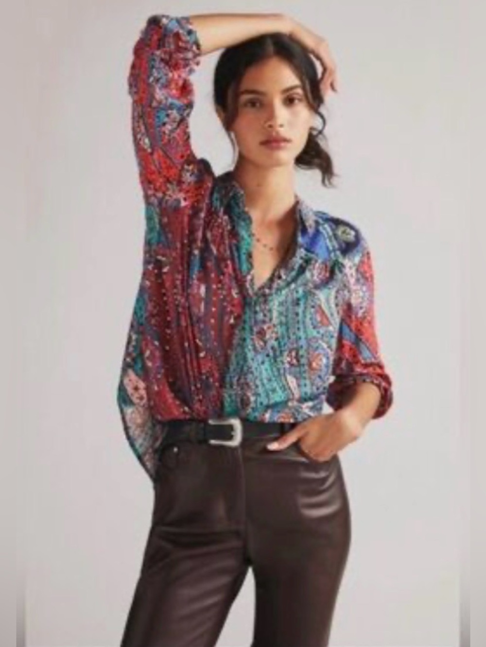 Anthropologie x Maeve The Paz
Button Down Patchwork Paisley Boho Shirt Top Sz:XS - Picture 15 of 15